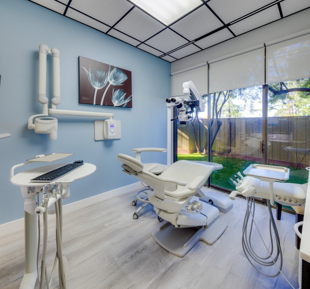 Modern dental treatment room with a dental chair - Walnut Creek Office Tour